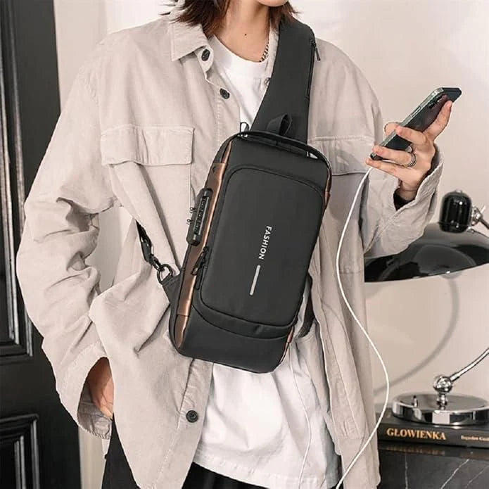 SecureStyle🔐 Waterproof Sling Bag | Anti-Theft Crossbody Backpack for Daily Commute & Travel✈️🧳