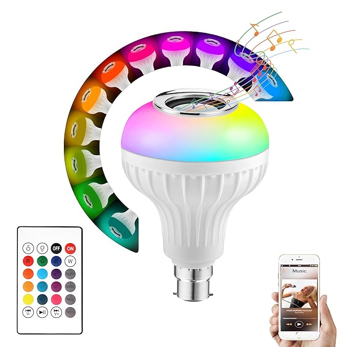 Colour Changing LED Bulb with Bluetooth Speaker & Remote