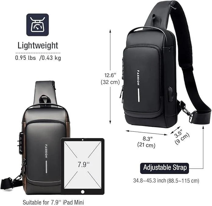 SecureStyle🔐 Waterproof Sling Bag | Anti-Theft Crossbody Backpack for Daily Commute & Travel✈️🧳
